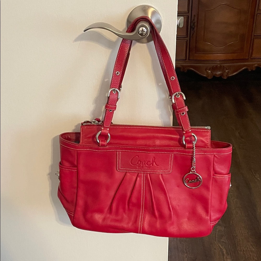 Coach Red Leather Shoulder Bag